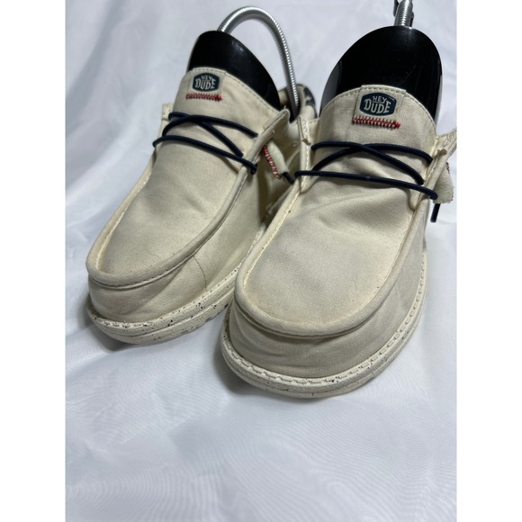 Hey Dude Wally Americana Shoes Men's Size 7 Off White Patriotic Casual - Picture 1 of 8